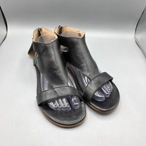 Bed Stu Soto Sandals Womens 9 Black Leather Gladiator Flats Lux Boho Zipper